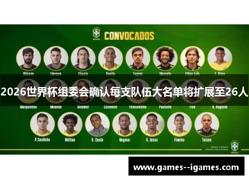 2026世界杯组委会确认每支队伍大名单将扩展至26人